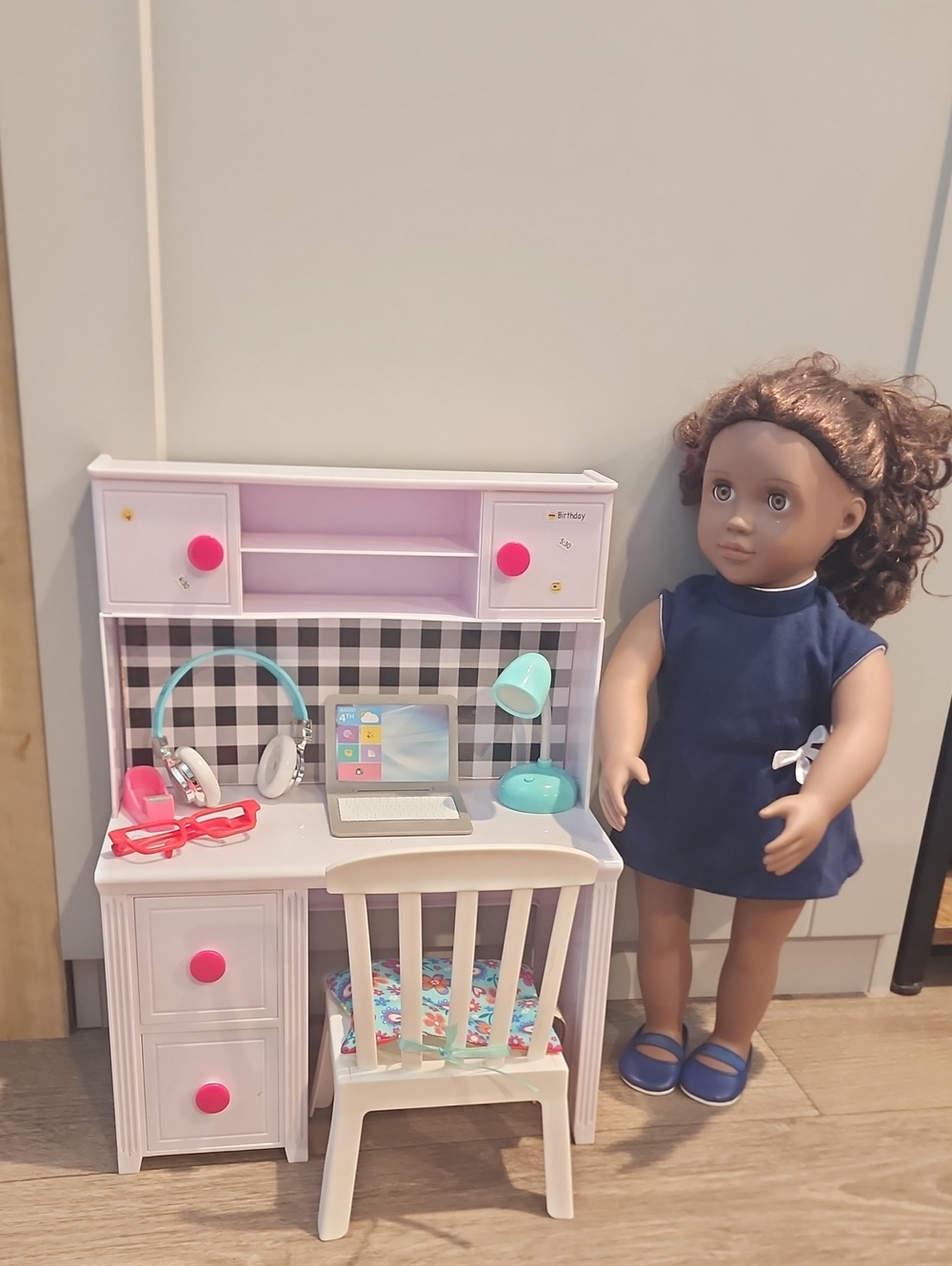 18in doll  desk and doll set
